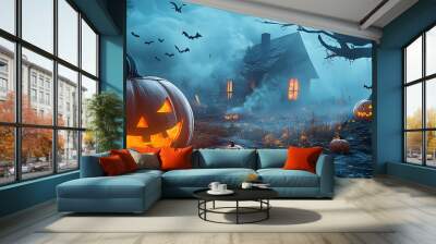 halloween illustration, AI generated Wall mural