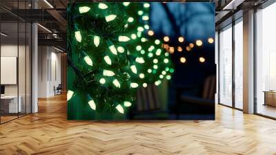 holiday green christmas lights Wall mural