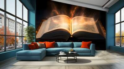 Holy Bible with light emitting from it, Wall mural