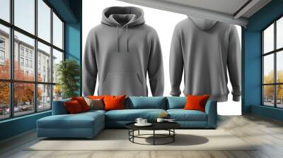 hoodie, 3D render Blank male hoodie sweatshirt long sleeve, men's hoody with hood for your design mockup for print, isolated on white background. Template sport winter clothes Wall mural