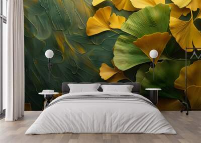 Horizontal banner with space for text featuring Ginkgo oil Wall mural