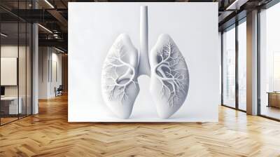 Human lung isolated on white health anatomy chest body section 3d background with medical respiratory biology organ healthy care or pulmonary internal breathe system and x-ray respiration treatment. Wall mural