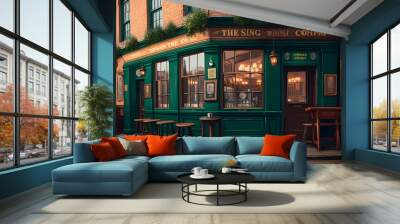 illustration of irish pub Wall mural