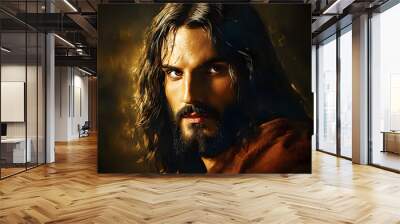 Jesus Christ, the savior of mankind and the son of God, stock portrait Wall mural