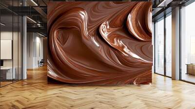 Luxurious melted chocolate transforms into a wonderfully smooth, swirled texture, making it an ideal ingredient for an array of desserts and culinary delights that excite the senses Wall mural