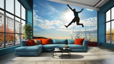 Man jump Wall mural