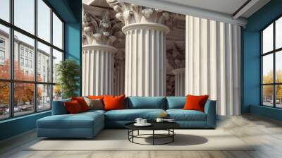 Marble pillars building detail. Wall mural