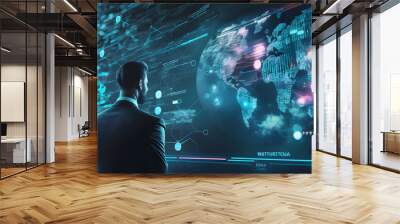 Metaverse digital cyber world technology concept  successful businessman Wall mural