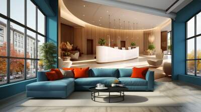 Modern reception area lobby area interior design. Wall mural