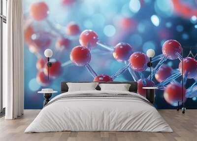 Molecular DNA structure abstract background. Molecule model, chemical formula. Medical, science and technology concept Wall mural