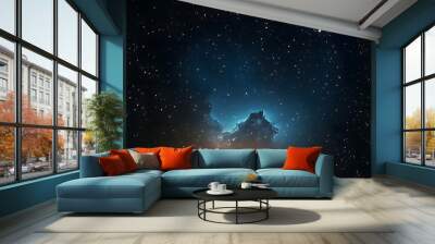 Nature space background star nebula cosmos texture sky universe cosmic backdrop astronomy black blue dark field deep fantasy gradient scene peaceful light spherical infinity environment ecosystem. Wall mural