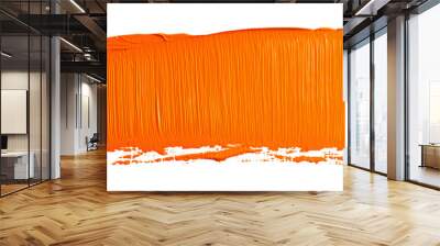 Orange stroke of paint texture isolated on transparent background Wall mural