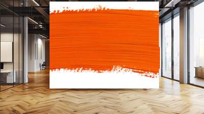 Orange stroke of paint texture isolated on transparent background Wall mural