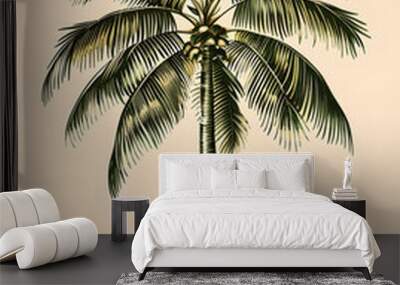 Palm tree tropical illustration vintage style Wall mural