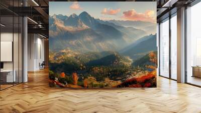 Panorama mountain autumn landscape Wall mural