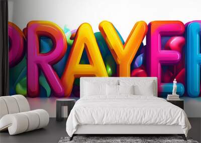 PRAYER colorful typography banner on transparent background Wall mural