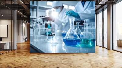 professional health care researchers working in life of medical science laboratory, technology of medicine chemistry lap experiment for hospital Wall mural