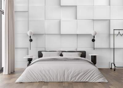 Random shifted white cube boxes block background wallpaper banner with copy space Wall mural