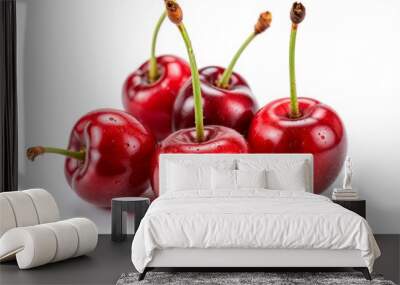 red cherries on a white background Wall mural