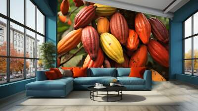 Ripe of cacao plant tree Wall mural