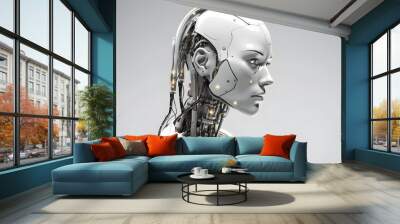 Robot woman on white background. . Wall mural