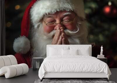 Santa Claus praying to God Wall mural