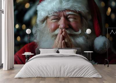 Santa Claus praying to God Wall mural