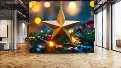 star indicates the christmas of Jesus Christ. Wall mural