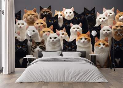 Studio image of large group of cats Wall mural