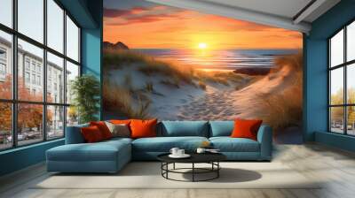 Sunset at the dune beach Wall mural