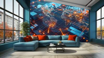 The dynamic interface of a global supply chain management software Wall mural