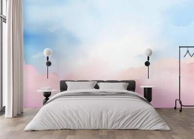 watercolor pastel pink with tranquil sky blue Wall mural