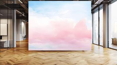 watercolor pastel pink with tranquil sky blue Wall mural