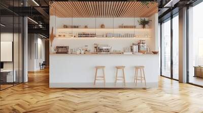 White coffee shop interior with bar counter Wall mural