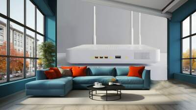 WiFi router with two antennas isolated on white - modern connectivity solutions Wall mural