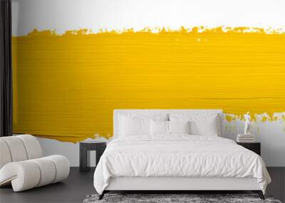 Yellow stroke of paint isolated on transparent background Wall mural