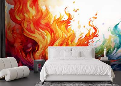 A beautiful  colorfull   flame of fire  an  abstract background Wall mural