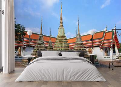 ancient pagoda or chedi at wat pho, thailand Wall mural