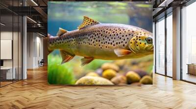 Brown trout swimming in aquarium Wall mural