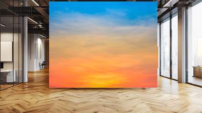 Fiery orange and blue sunset sky. Beautiful sky Wall mural