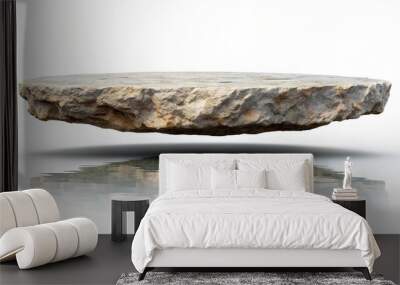 Floating rock platform isolated on white background at eye level Wall mural