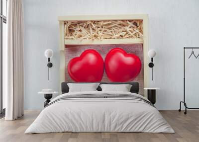 Red heart in love box Wall mural