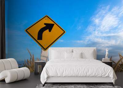 Winding road sign Wall mural