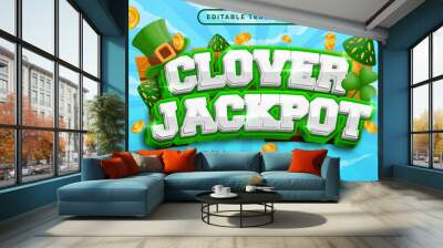 clover jackpot 3d text effect and editable text effect whit st patrick's day element Wall mural