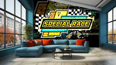 special race 3d text effect and editable text effect with colorful borders Wall mural