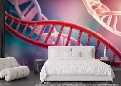 3d rendered illustration of dna helix ,Human DNA spiral closeup illustration ai Wall mural