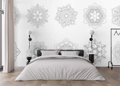 Circular Mandala Coloring page template v15 Wall mural