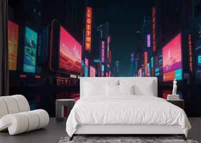 futuristic city road ai generated Wall mural