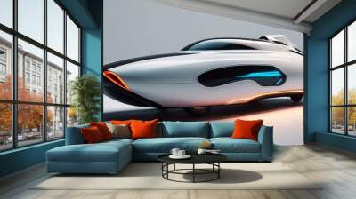 futuristic hover car design ,metallic finish ,ai gen Wall mural