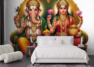 Lord Ganesha and Maa Laxmi Wall mural